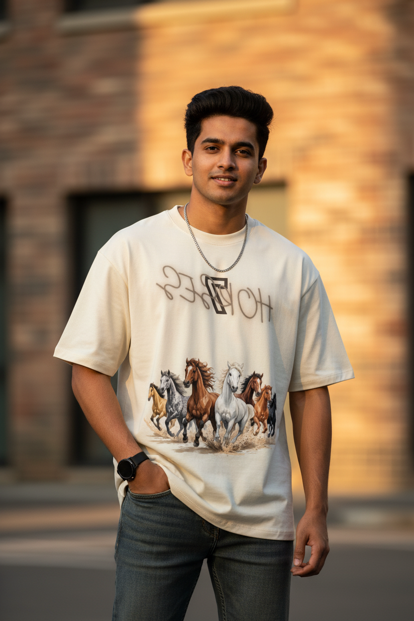 7 Horses Unisex Oversized Classic T-Shirt